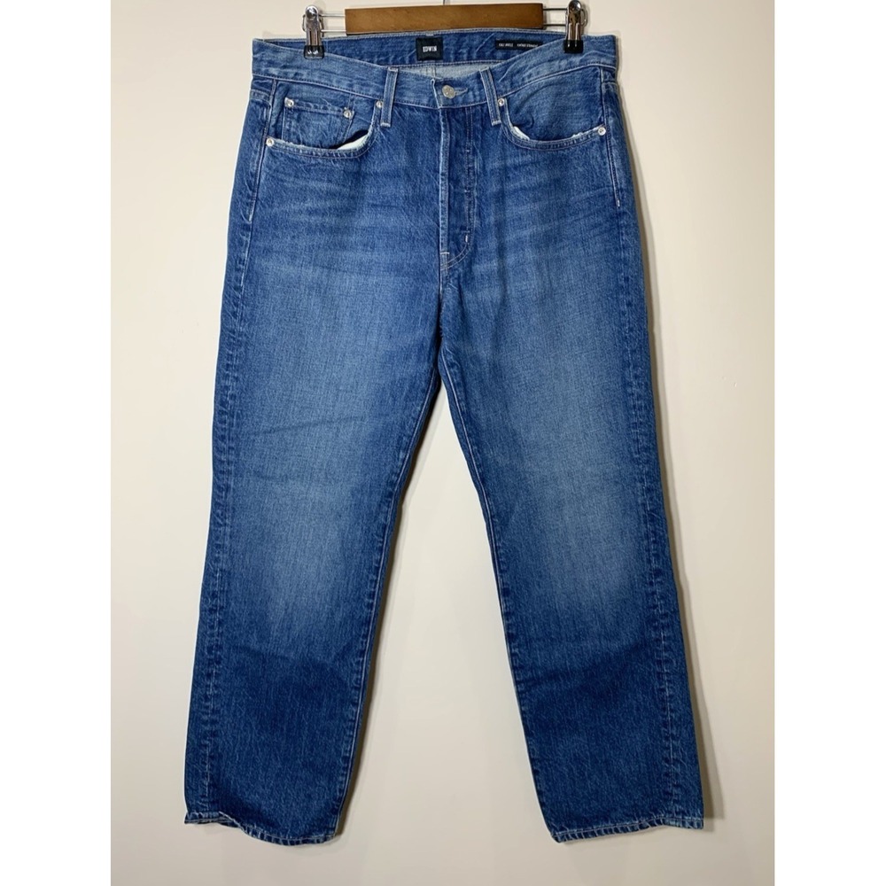 Edwin Jeans Womens 30x27.5 Blue Kali Ankle Vintage Straight Denim Wipeout Cotton